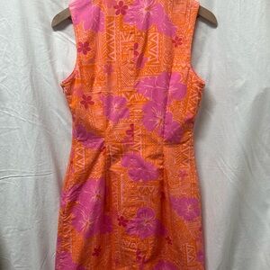 Vibrant Orange and Pink Floral Dress